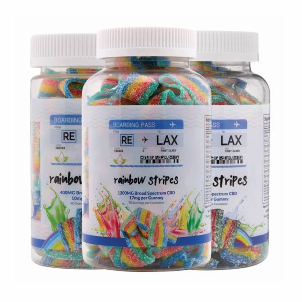 rainbow stripes broad spectrum cbd gummies 400mg 800mg 1200mg