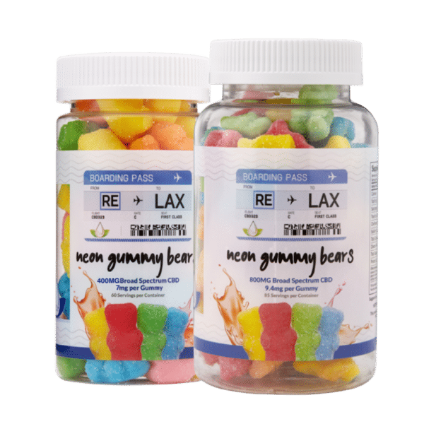400mg 800mg broad spectrum cbd neon gummy bears edibles