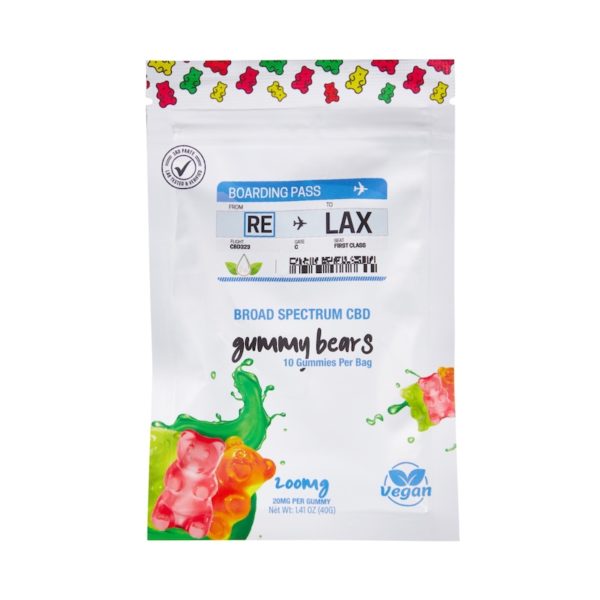 broad spectrum cbd vegan gummy bears bag
